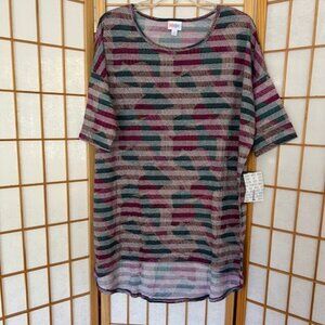 LuLaRoe Shirt. Irma. L. Pink and Green